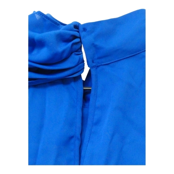 Zara Structured Wrap Drapery Style  Blue Blouse Size Large NWT - Picture 5 of 11